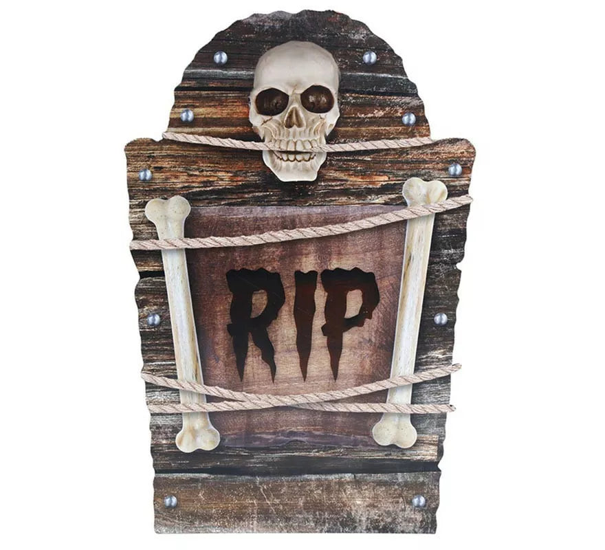 Translation missing: fr."Lápida Cementerio Calavera ""RIP"" plástico de 56 cm"