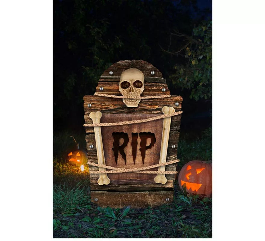 Translation missing: fr."Lápida Cementerio Calavera ""RIP"" plástico de 56 cm"