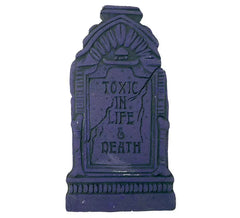 """Pierre Tombale de Cimetière """" Toxique en Live"""" 43x22 cm"""