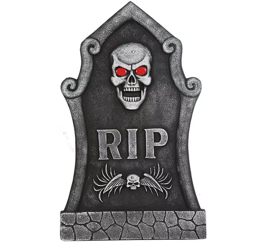 Translation missing: fr.Lápida con calavera y luz 66 cm