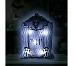 Pierre tombale RIP Skull avec lumière 9,5x13 cm