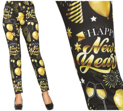 Leggings Femme Noir et Or Bonne Année