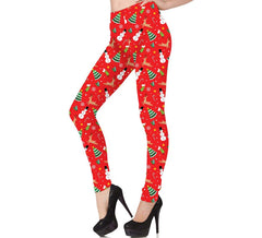 Legging de Noël rouge imprimé femme