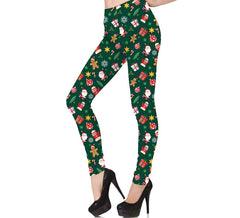 Legging de Noël vert imprimé femme