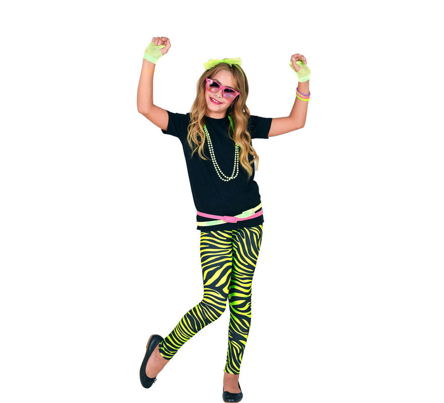 Translation missing: fr.Leggings Neón Verde Animal Print Años 80 Infantiles