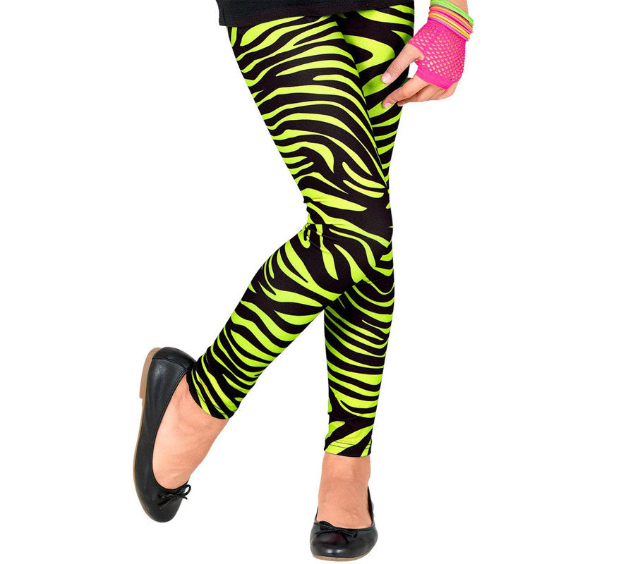 Translation missing: fr.Leggings Neón Verde Animal Print Años 80 Infantiles