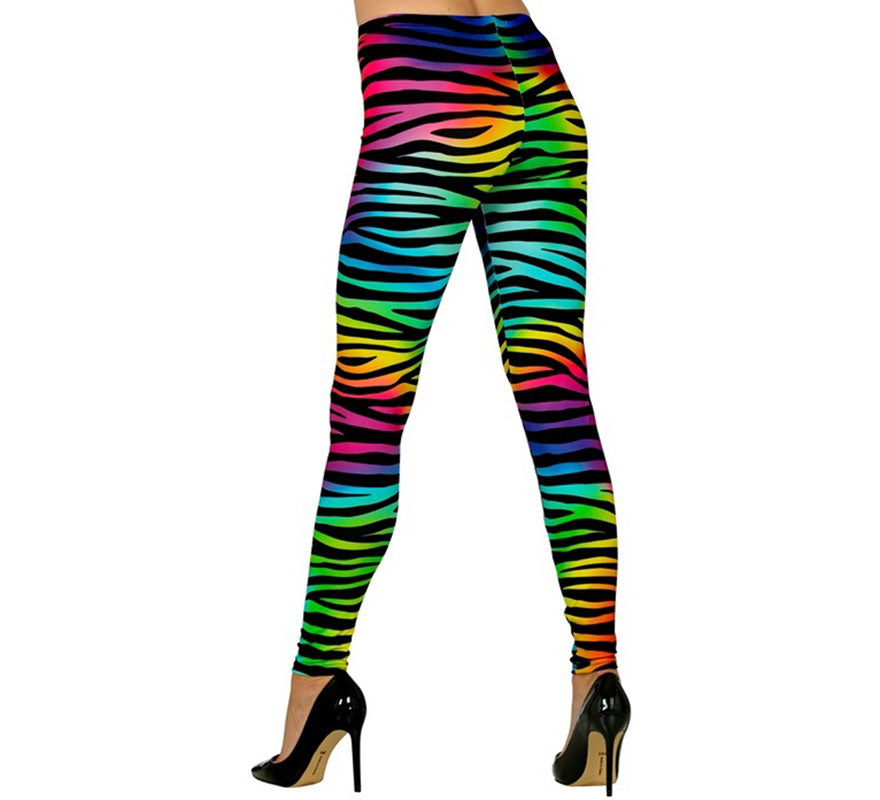 Translation missing: fr.Leggins estampado Leopardo Neón multicolor Años 80