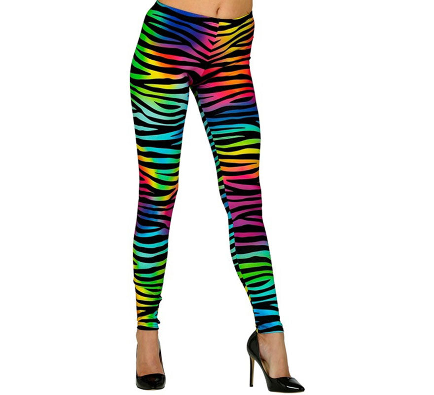 Translation missing: fr.Leggins estampado Leopardo Neón multicolor Años 80