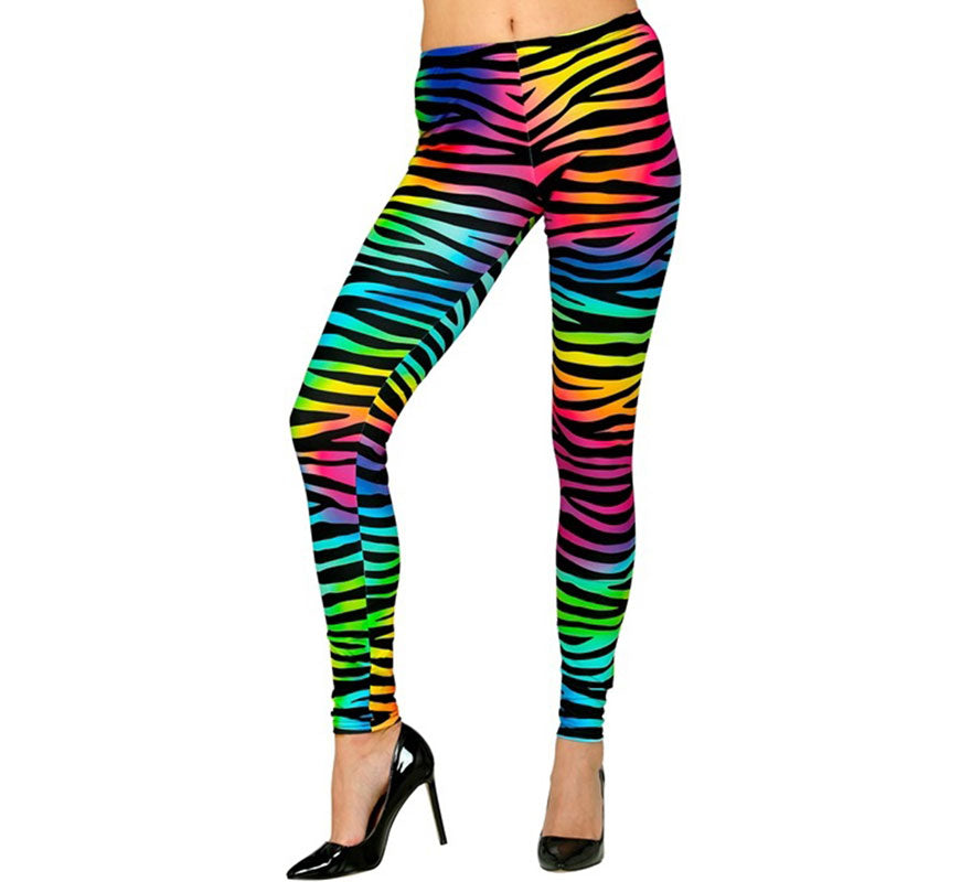 Translation missing: fr.Leggins estampado Leopardo Neón multicolor Años 80
