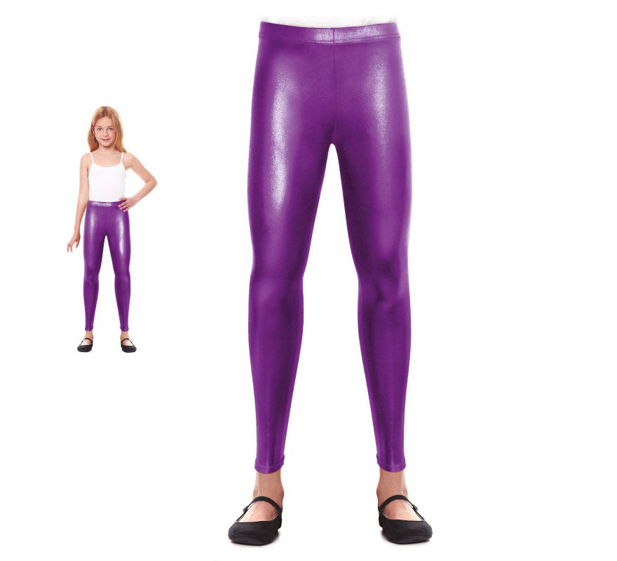 Translation missing: fr.Leggins Metalizado lila para niña