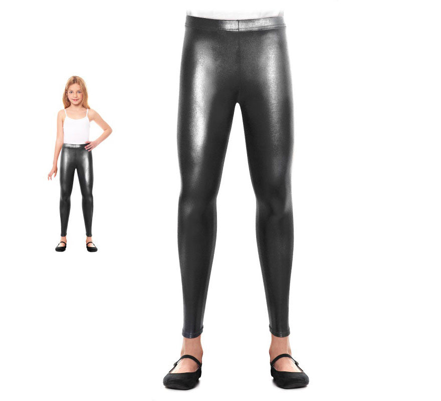 Translation missing: fr.Leggins Metalizado negro para niña