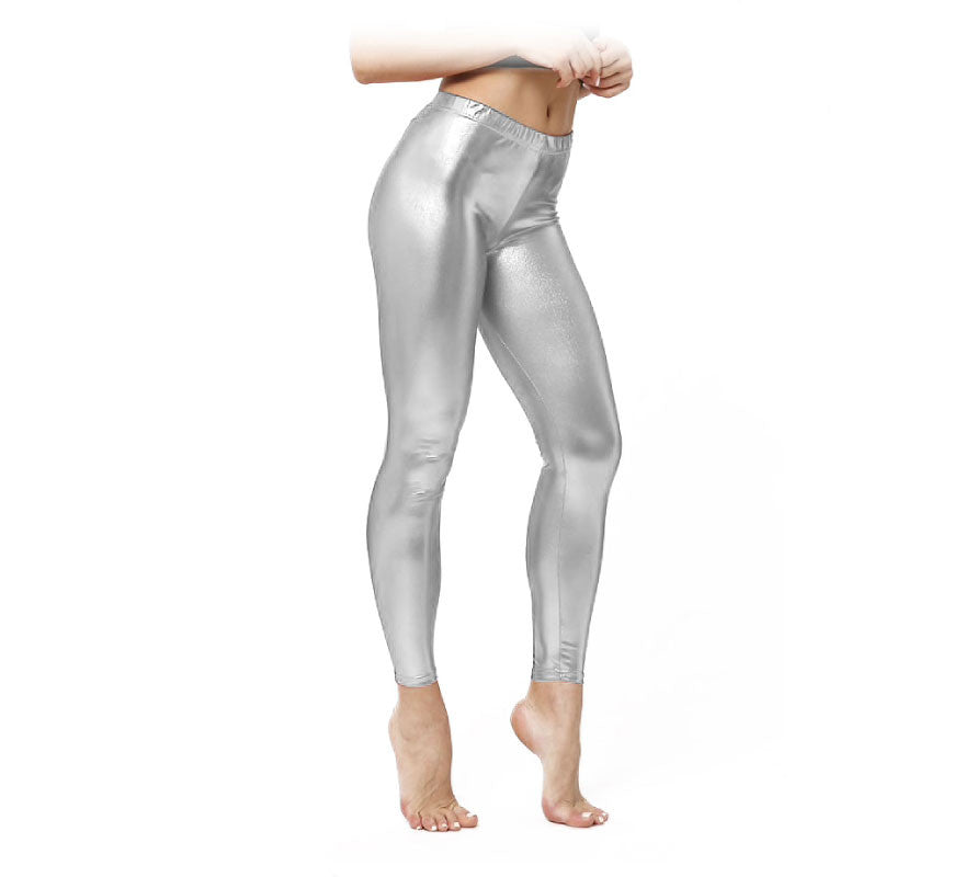 Translation missing: fr.Leggins Metalizado plateado para mujer