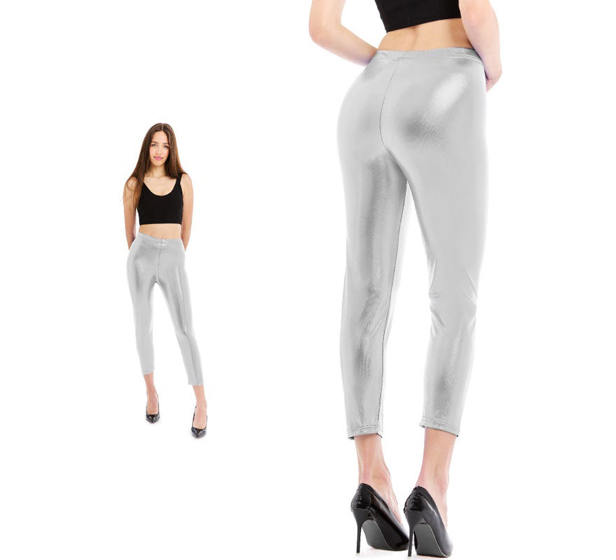Translation missing: fr.Leggins Metalizado plateado para mujer