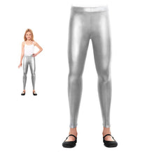 Legging fille argenté métallisé