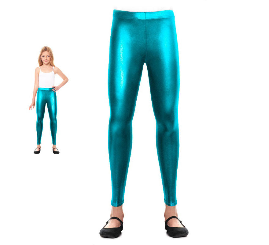 Translation missing: fr.Leggins Metalizado turquesa para niña