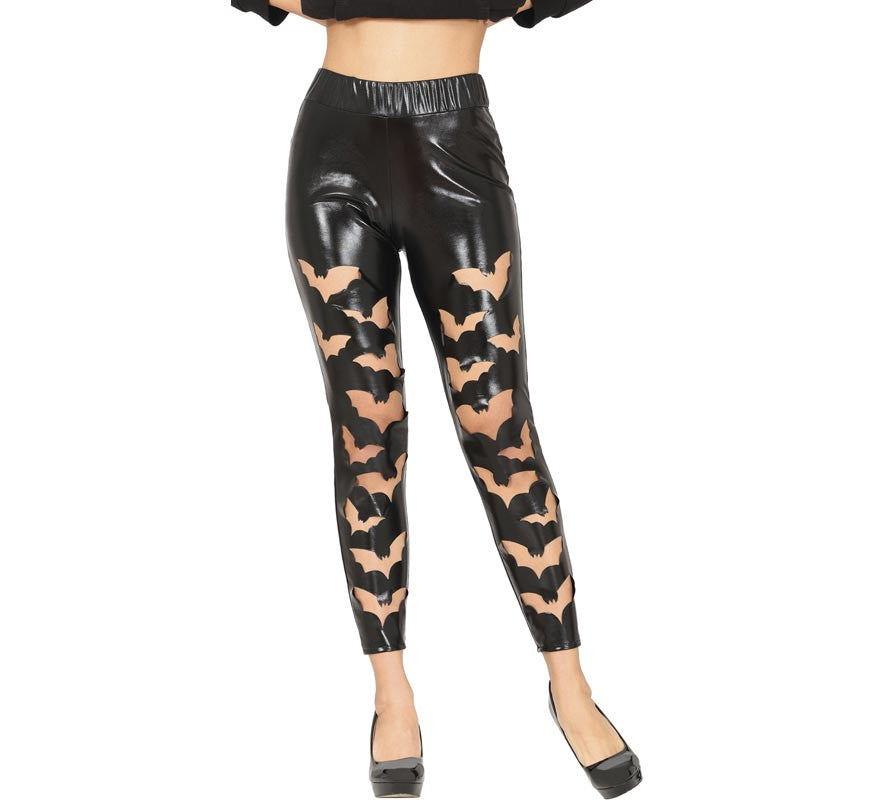 Translation missing: fr.Leggins Murciélagos negros Símil Piel para mujer