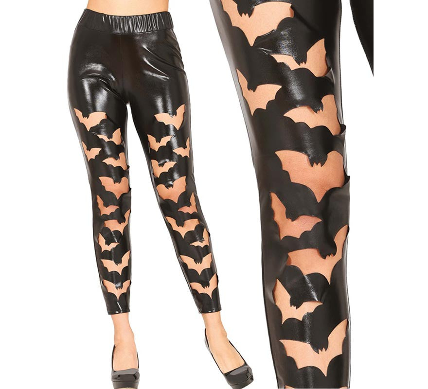 Translation missing: fr.Leggins Murciélagos negros Símil Piel para mujer