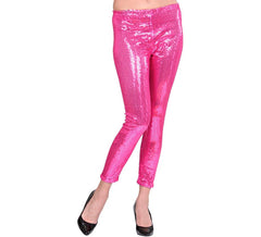 Legging rose à paillettes pour femme