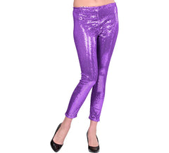 Legging violet à paillettes pour femme