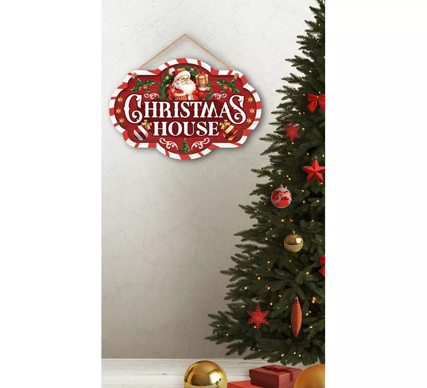 Translation missing: fr.Letrero Christmas House rojo de 30x20 cm