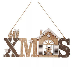 Panneau Suspendu en Bois X Mas 5X12 cms