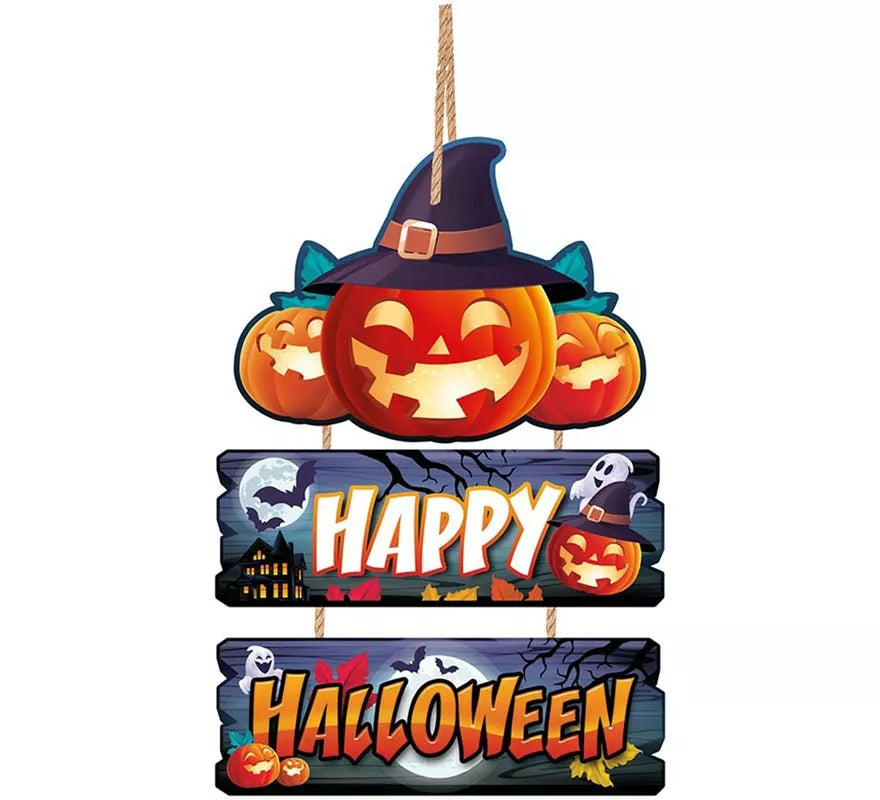 Translation missing: fr.Letrero de Madera Happy Halloween 36x23 cm