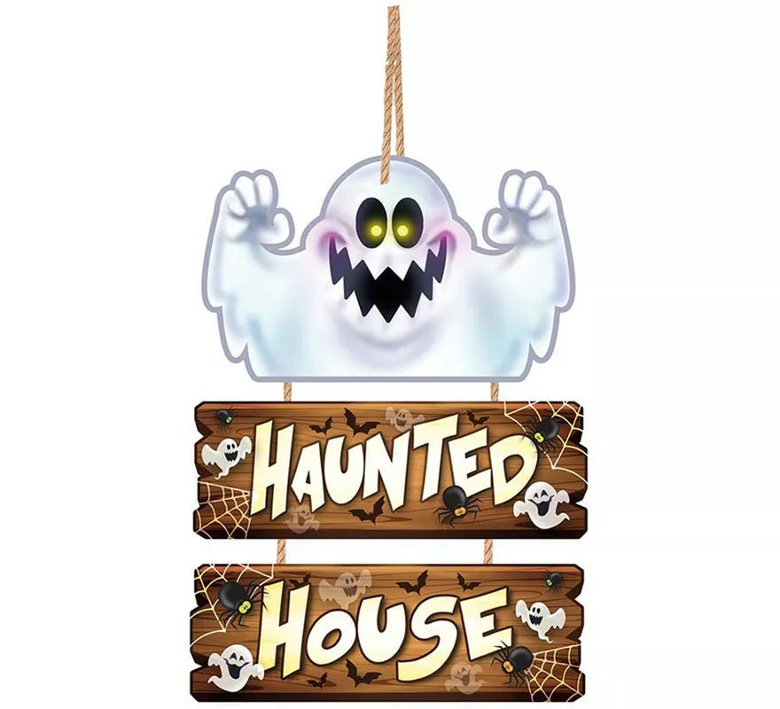 Translation missing: fr.Letrero de Madera Haunted House 32x21 cm