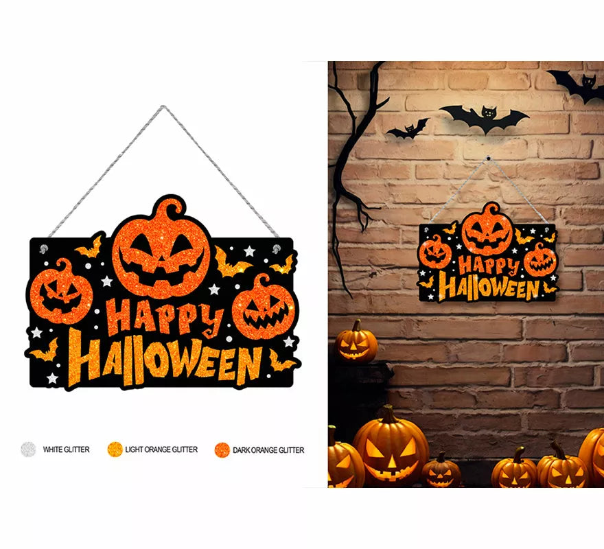 Translation missing: fr.Letrero Happy Halloween Calabazas de 37x27 cm
