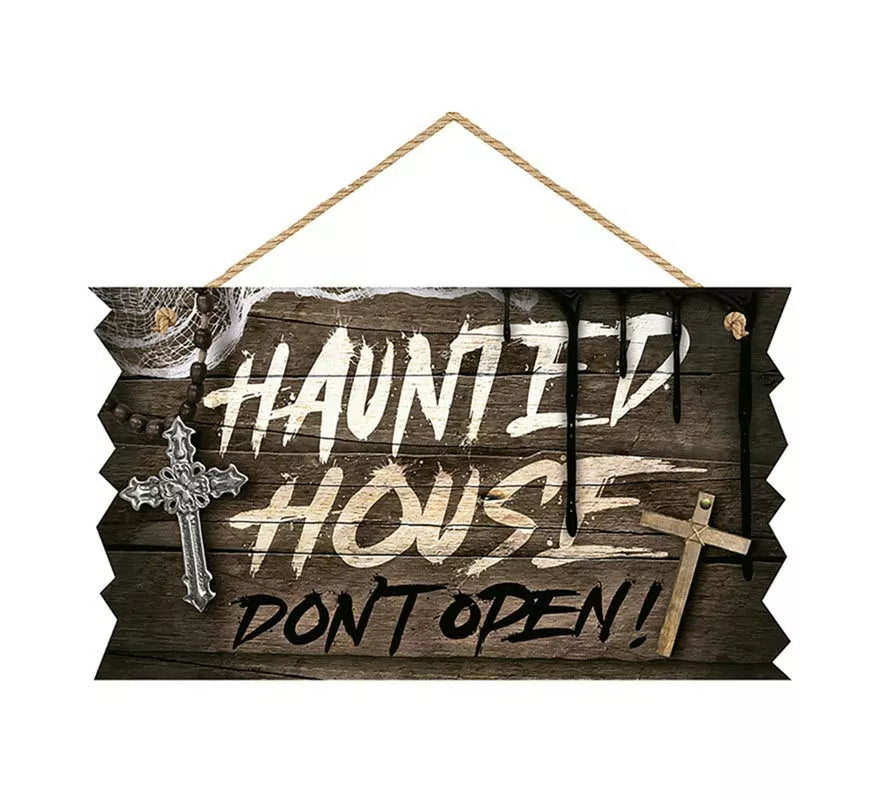 Translation missing: fr."Letrero ""Hounted House"" de madera de 35x20 cm "