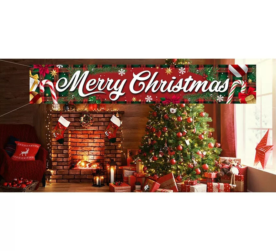 Translation missing: fr.Letrero Merry Christmas de tela de 290x50 cm
