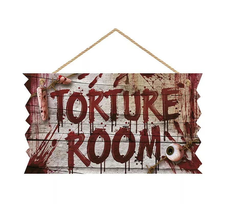 Translation missing: fr."Letrero ""Torture Room"" de madera de 35x20 cm "