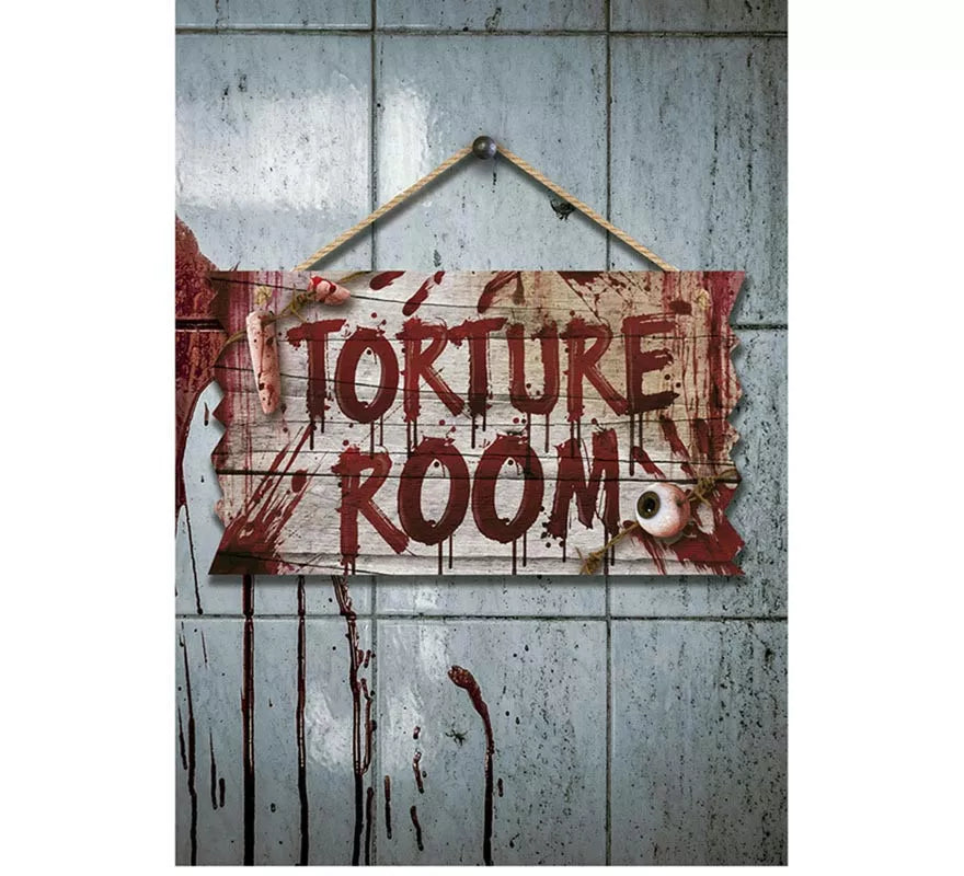 Translation missing: fr."Letrero ""Torture Room"" de madera de 35x20 cm "