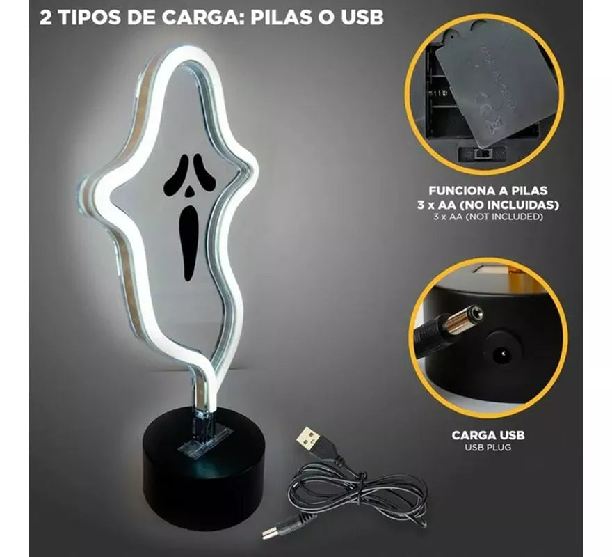 Translation missing: fr.Luz neón de Fantasma con Soporte de 17x9x27 cm