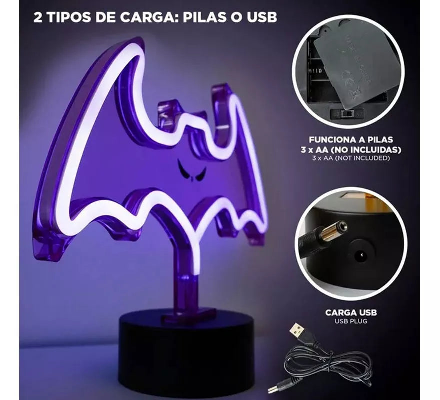 Translation missing: fr.Luz neón de Murciélago con Soporte de 27x9x20 cm