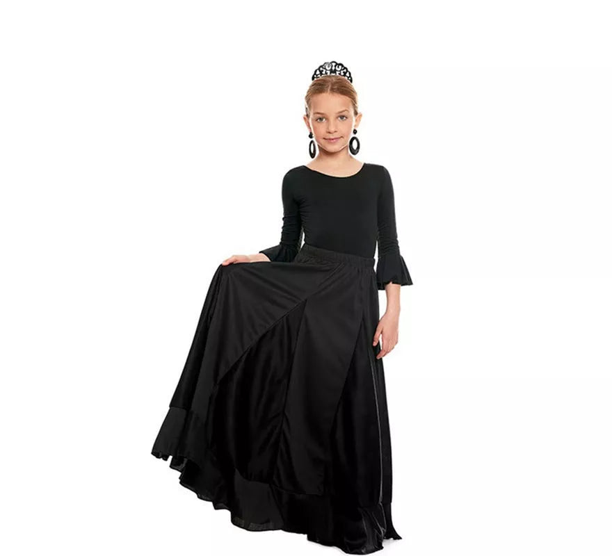 Translation missing: fr.Body o maillot Sevillana Licra con Volante negro para niña