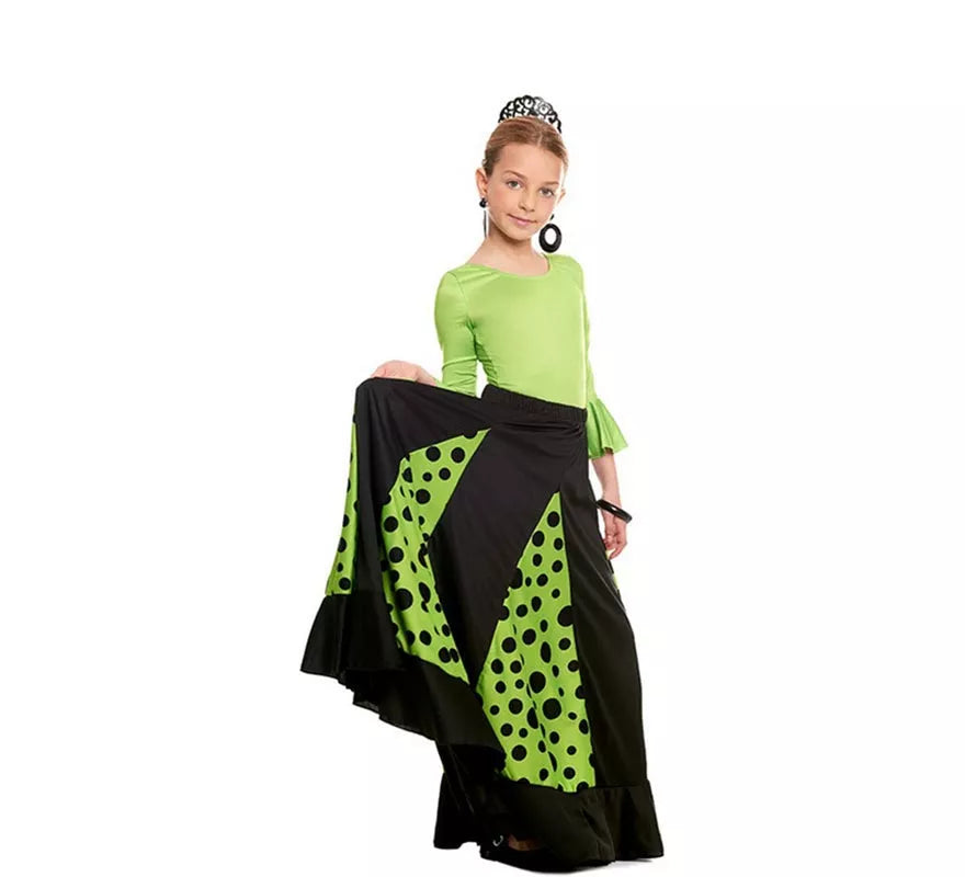 Translation missing: fr.Body o maillot Sevillana Licra con Volante verde para niña