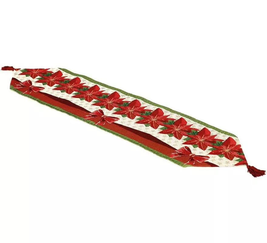 Translation missing: fr.Mantel Decorativo Navideño Poinsettia 33x137 cm