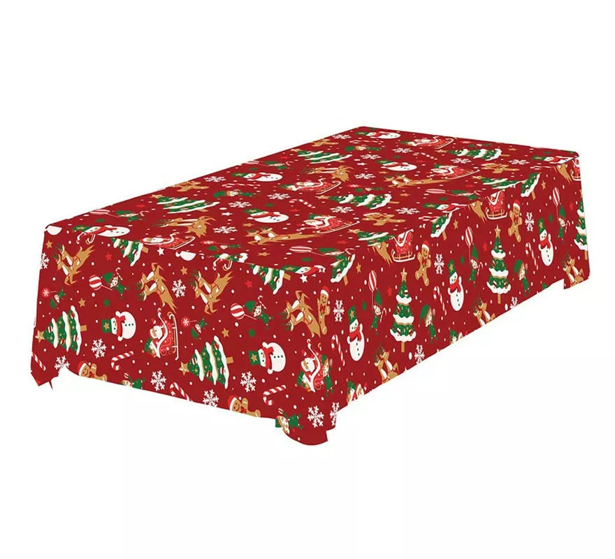 Translation missing: fr.Mantel rojo Figuras de Navidad de 137x274 cm