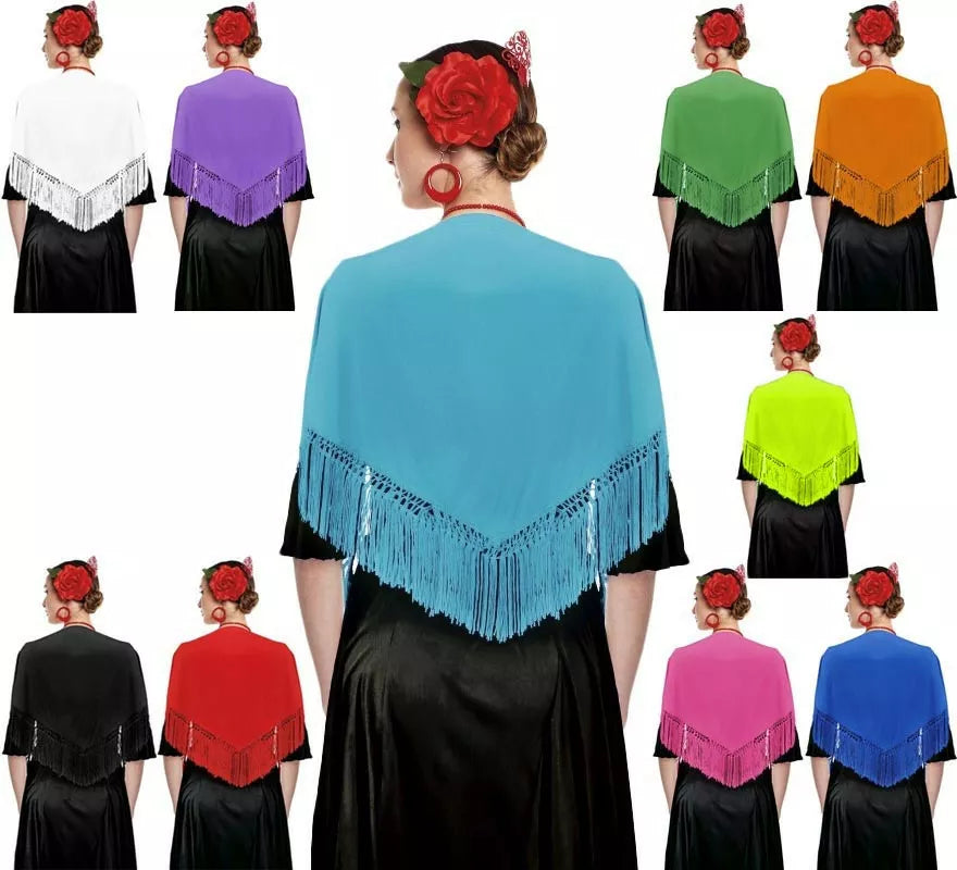 Translation missing: fr.Mantón con flecos en varios colores de 120x45