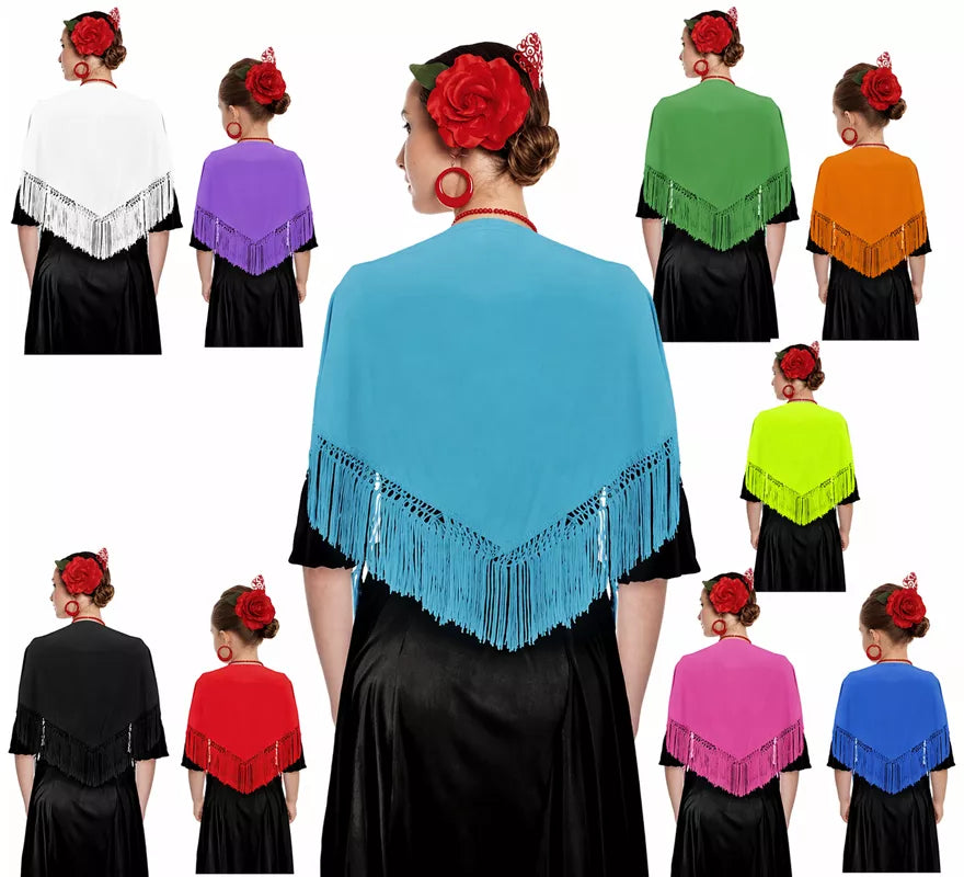 Translation missing: fr.Mantón con flecos en varios colores de 120x45
