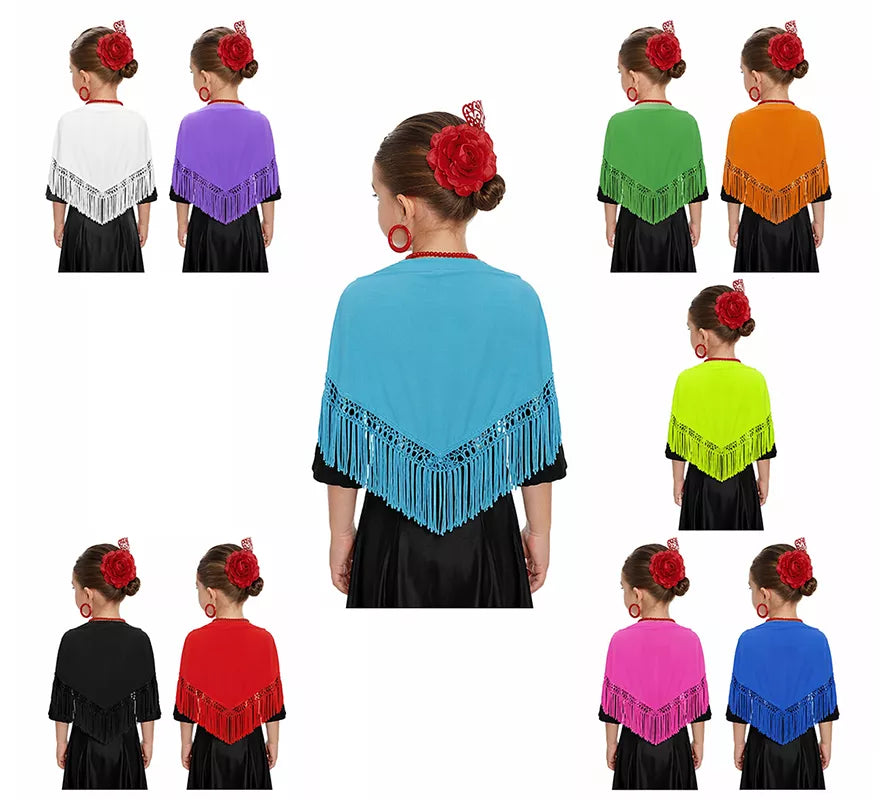 Translation missing: fr.Mantón con flecos en varios colores de 120x45