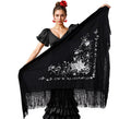 Mantón negro bordado de 200x95 cm en varios colores