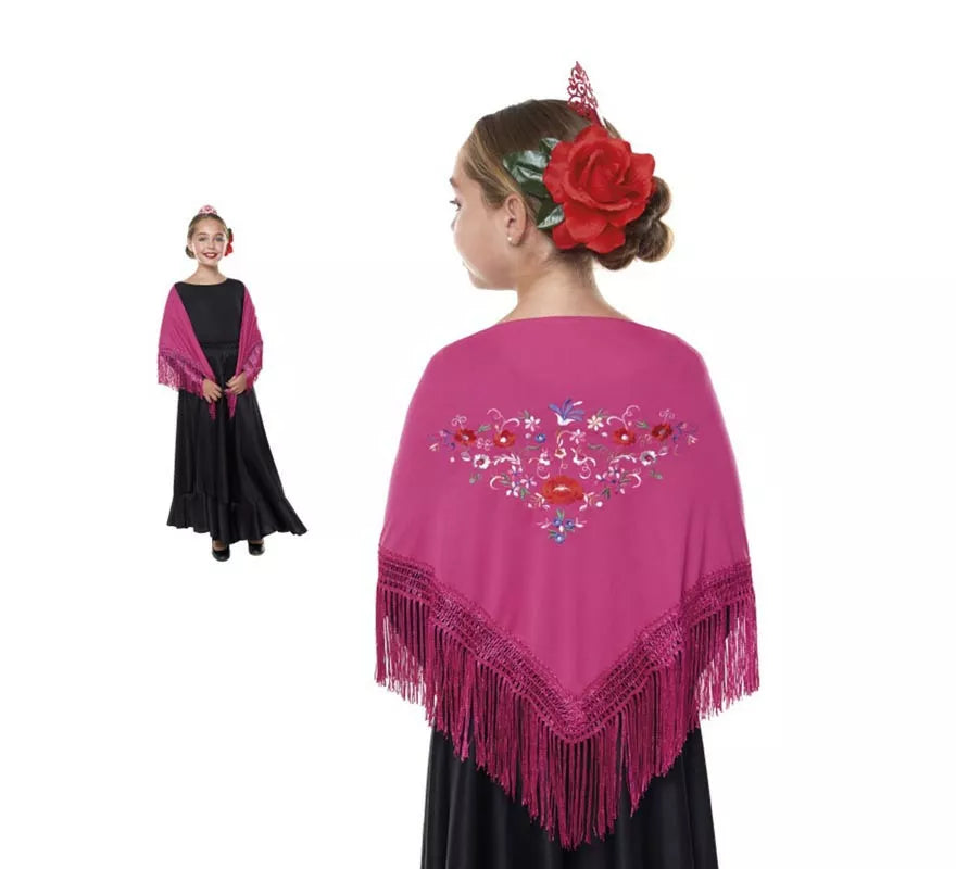 Translation missing: fr.Mantón Sevillana o Chulapa bordado de 120x45 cm para niña en varios colores