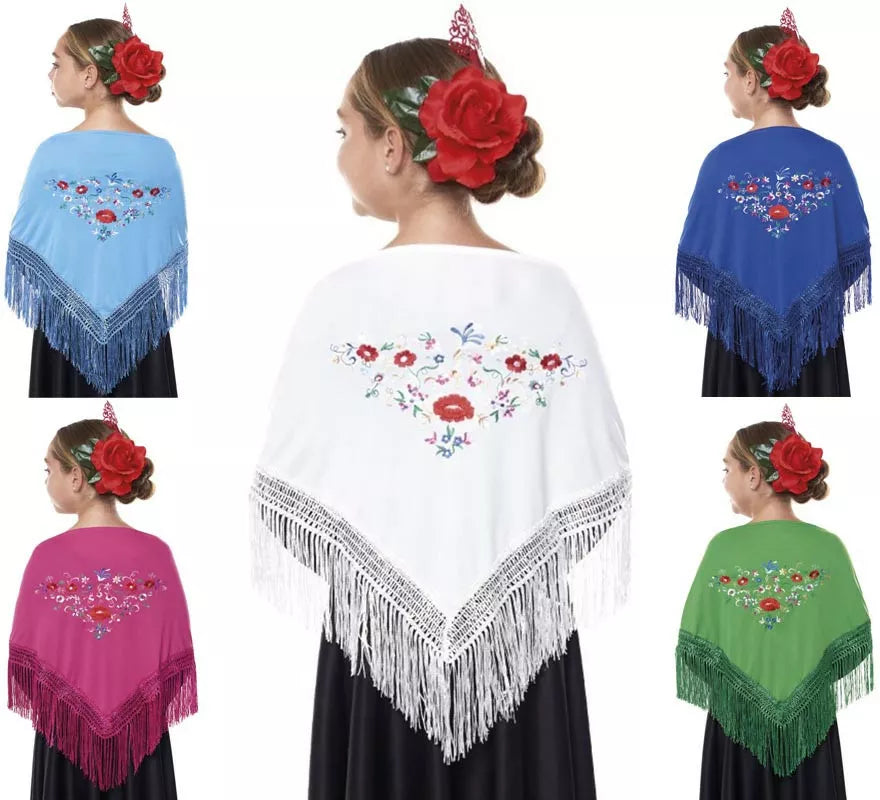 Translation missing: fr.Mantón Sevillana o Chulapa bordado de 120x45 cm para niña en varios colores