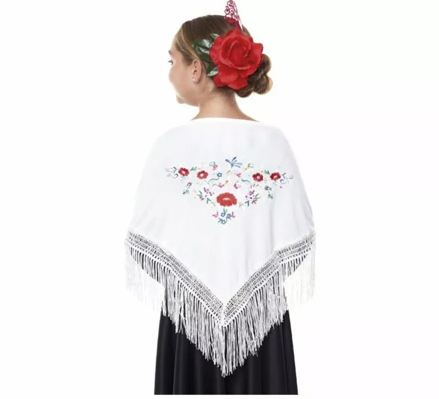 Translation missing: fr.Mantón Sevillana o Chulapa bordado de 120x45 cm para niña en varios colores