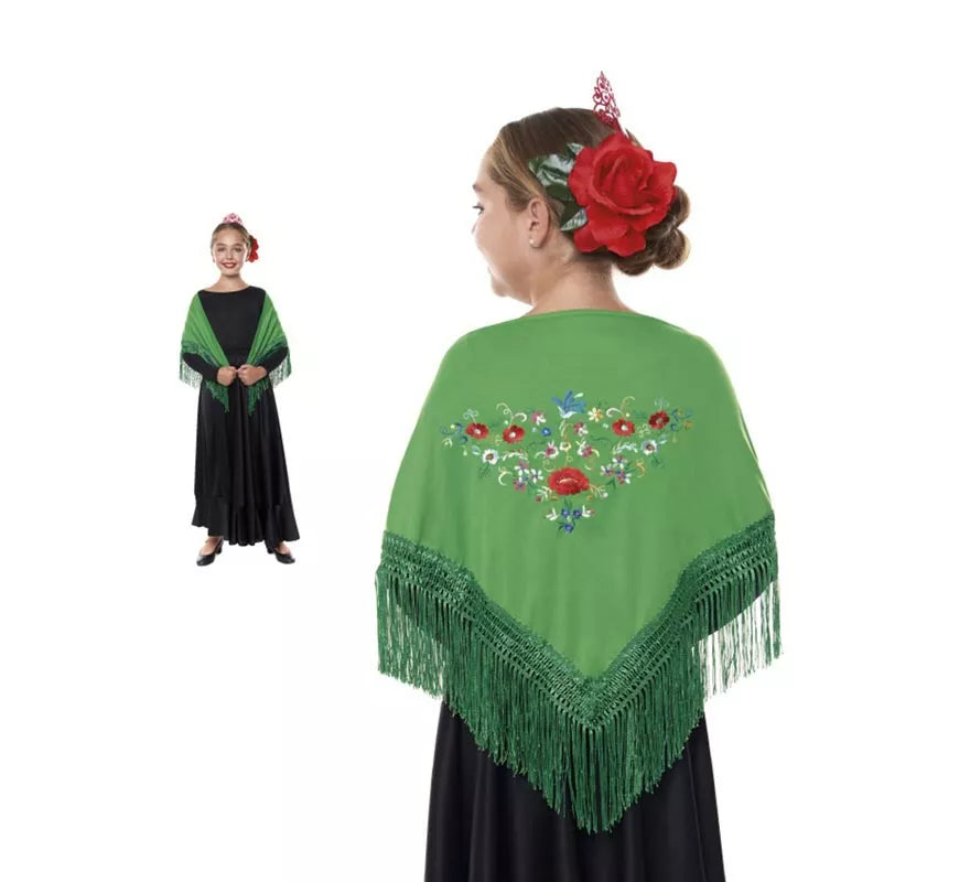 Translation missing: fr.Mantón Sevillana o Chulapa bordado de 120x45 cm para niña en varios colores