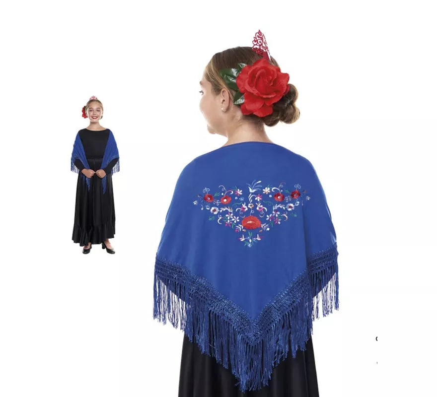 Translation missing: fr.Mantón Sevillana o Chulapa bordado de 120x45 cm para niña en varios colores