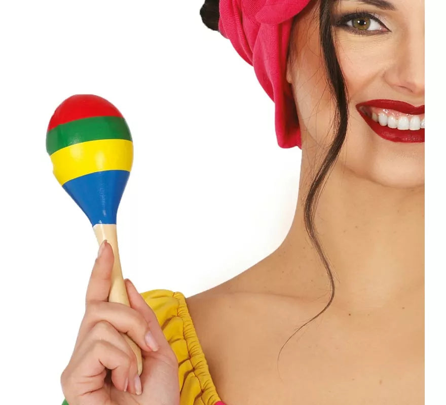 Translation missing: fr.Maraca multicolor de madera de 20 cm