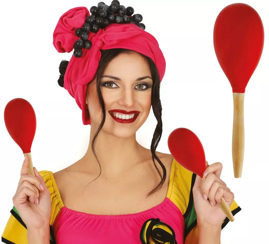 Translation missing: es.Maraca roja de Madera de 20 cm