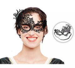 Masque asymétrique en dentelle noire